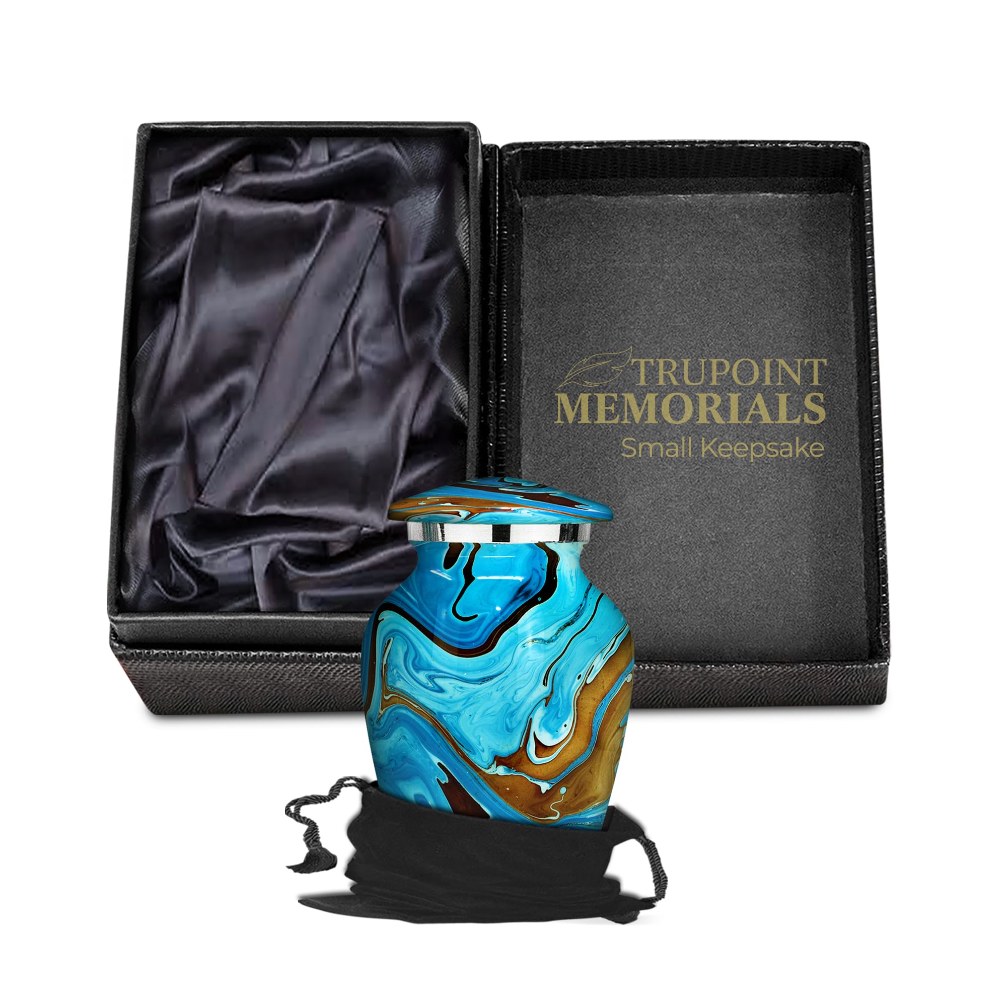 Trupoint Memorials Keepsake Urns for Human Ashes - Small Urns for Human Ashes Keepsake, Miniature Urns for Ashes with Velvet Bag, Small Urns for Human Ashes Adult Female & Male