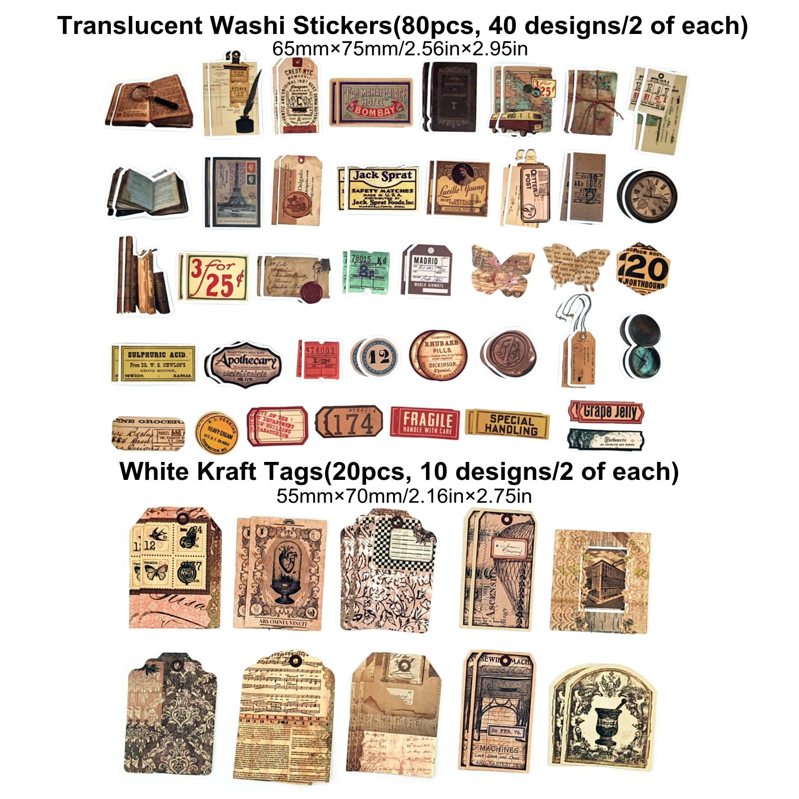 200PCS Vintage Scrapbooking Supplies Pack, Aesthetic Scrapbook Sticker Paper Art Journaling Kit for Bullet Junk Journals,Planner,Cottagecore Decor Gifts (Retro Letters)