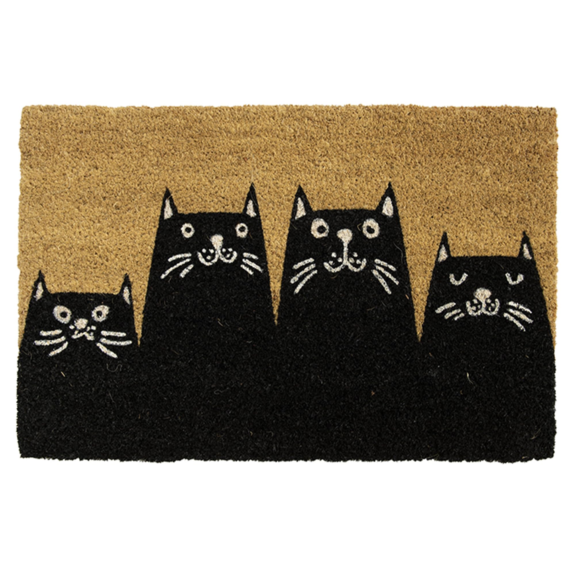 Fisura - “Cats” Coir Door Mat, Dirt Trapper Doormat with Non-Slip PVC Backing, Indoor & Outdoor Front Door Entrance Mat. Hand Painted. 27x15 inch — image 1
