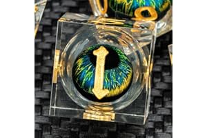 KERWELLSI Float Liquid Core Beholder Eye DND Dice Set with Gift Box, Polyhedral Resin Sharp Edge Dungeon and Dragons Dice, Role Playing D and D RPG Dice D20 D12 D10 D8 D6 D4