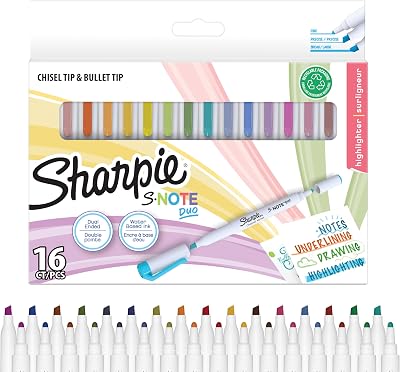 Sharpie S-Note Duo Highlighters Dual Ended Pastel Markers 16 Count