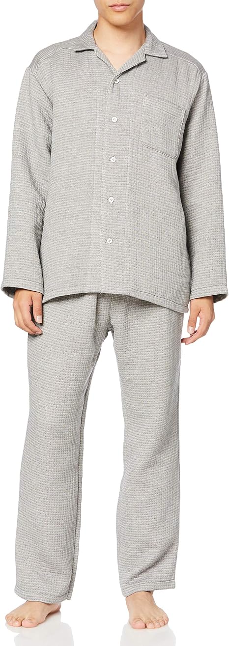 Amazon グンゼ パジャマ Kaiminnavi快眠ナビ Uchino Gunze 長袖長パンツ ワッフルインガーゼ メンズ パジャマ 通販