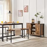 VASAGLE KTB33X Dining Table Benches Set of 2 108 cm Rustic Dark Brown view 5