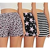VENTELAN 3 Pack Womens Ultra-Soft Pajama Shorts Adjustable Waistband Sleepwear(Available in Plus Size) S-XXL