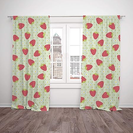 Polyester Window Drapes Kitchen Curtains Fruits Spring Daisy