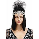BABEYOND 1920s Headpiece Flapper Headband - Roaring 20s Crystal Showgirl Hair Band Great Gatsby Headband with Feather