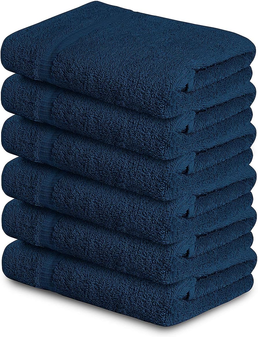 Bath Towel 100% Ring Spun Cotton Grey 24"x48" Pack of 6 Hotel and Spa Quality Home Gym Medium Towel Bathroom Set Towels for Bathroom Highly Absorbent Quick Dry Luxury Towel Set: Kitchen & Dining