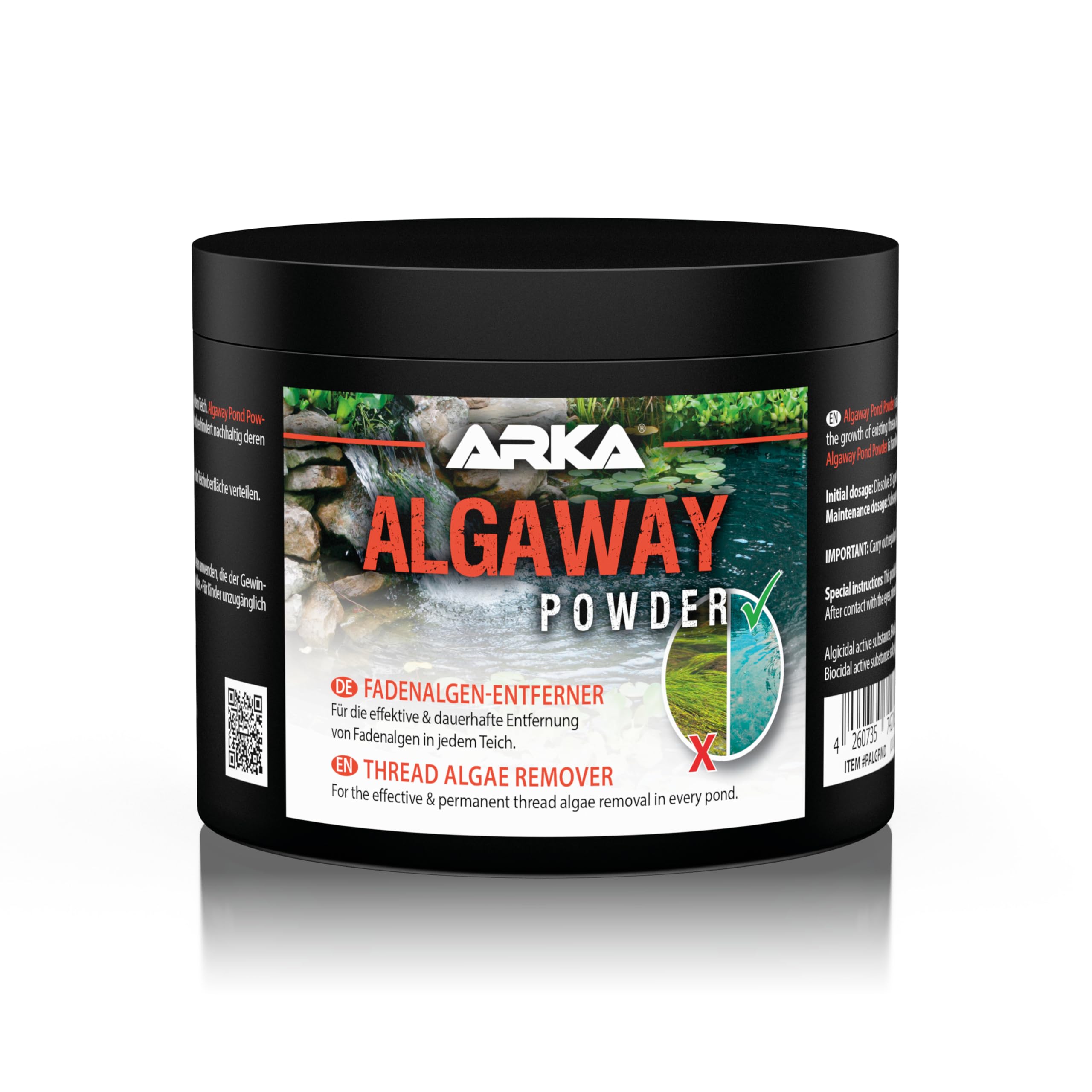 Thread Algae Remover for Ponds – ARKA AlgAway Powder 500g – eco-friendly algae control for garden ponds – prevents regrowth – treats up to 28,500 litres – safe for fish & plants