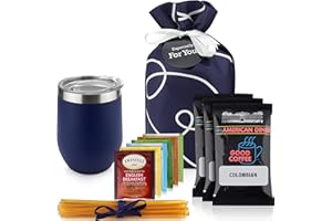 MICHAEL GRACE GIFTS Tea and Coffee Lovers Gift Set - Includes Temperature Retention Cup, 3 Fresh Roasted Full Pot Ground-Coffee Samplers, 6 Special Blend Teabags & Honey Presented in Beautiful Gift Bag For Women & Men