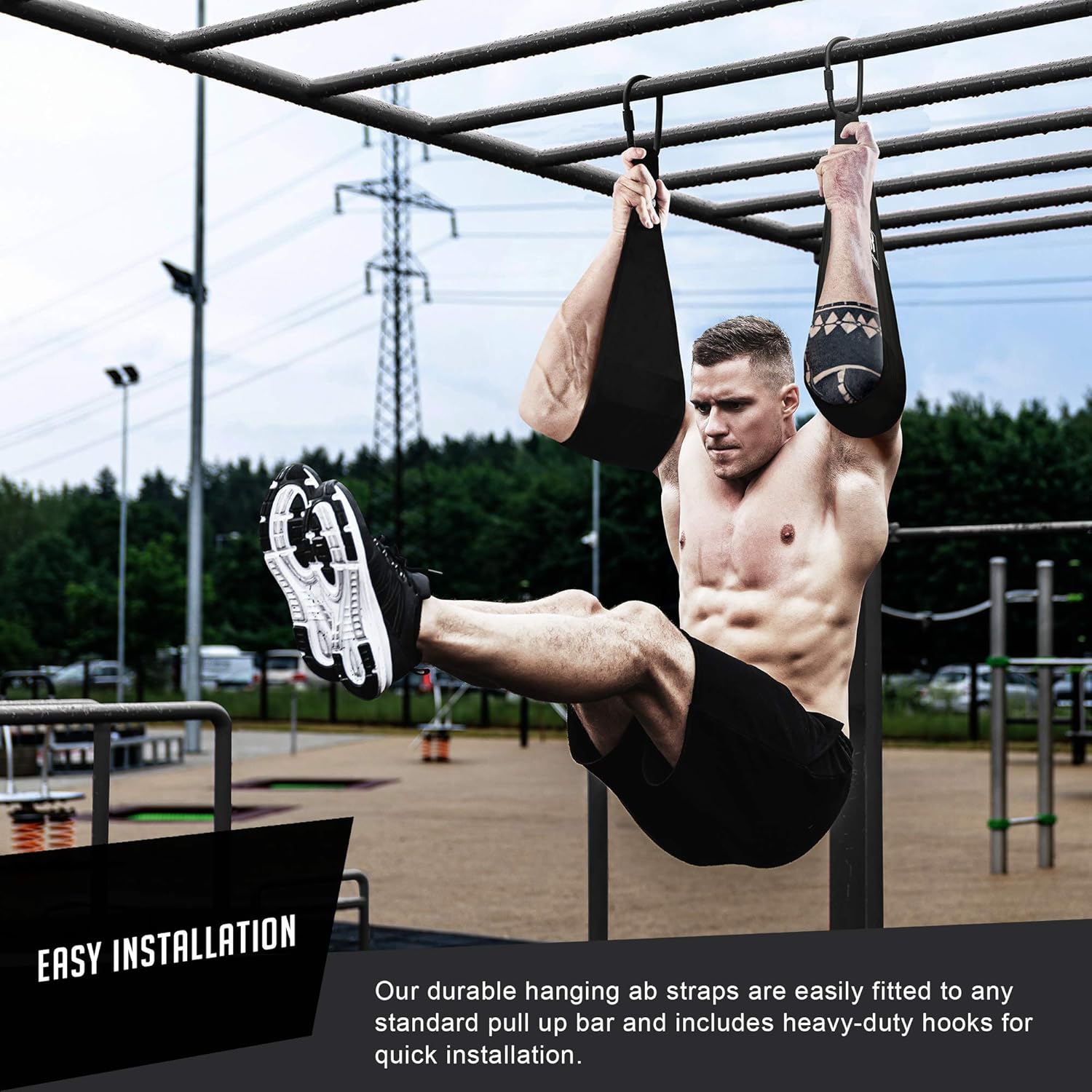 RIMSports Ab Straps for Core Workouts - Heavy Duty Padded Hanging Ab Straps for Pullup Bar - Premium Arm Straps for Ab Workout, Leg Raises, Pullups & Chin up - Exercise Straps with Steel Carabiners : Sports & Outdoors