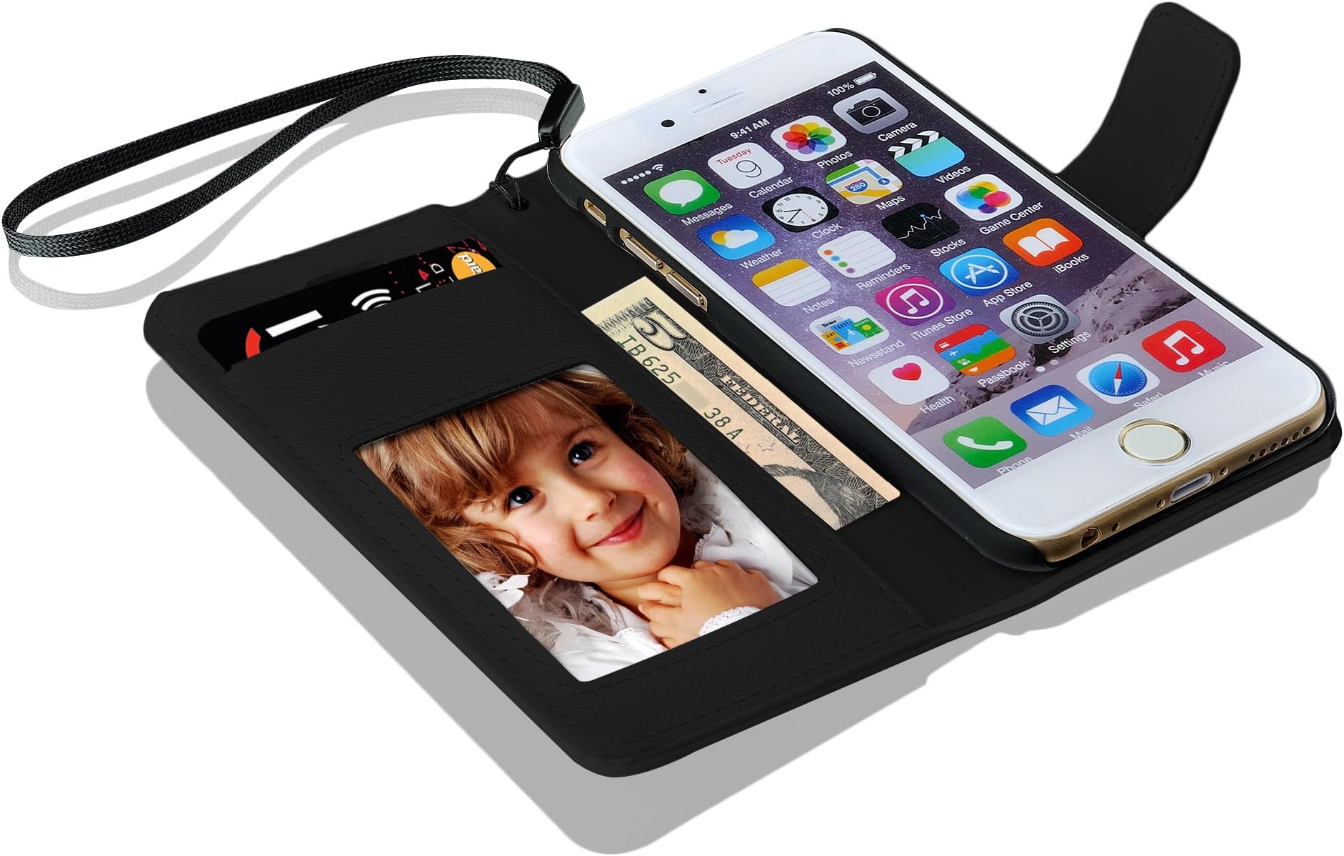 Olympian Tech Iphone 6 Leather Wallet Case – Durable Wallet Case for iPhone 6 (4.7inch) – Authentic Leather iPhone 6 4.7 in Case (Black)