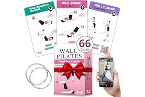 FLOW DARE Wall Pilates Workouts for Women – 66 Exercise Cards with Videos & Workout Plan – Includes 5-Week Challenge, E-book, Chart & 2 Rings for Easy Organization – Home Pilates Workout Guide