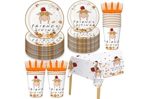AISOSIKS Friendsgiving Decorations Set Serves 25, Friendsgiving Party Decorations Plates and Cups, Thanksgiving Party Decorations, Thanksgiving Decorations