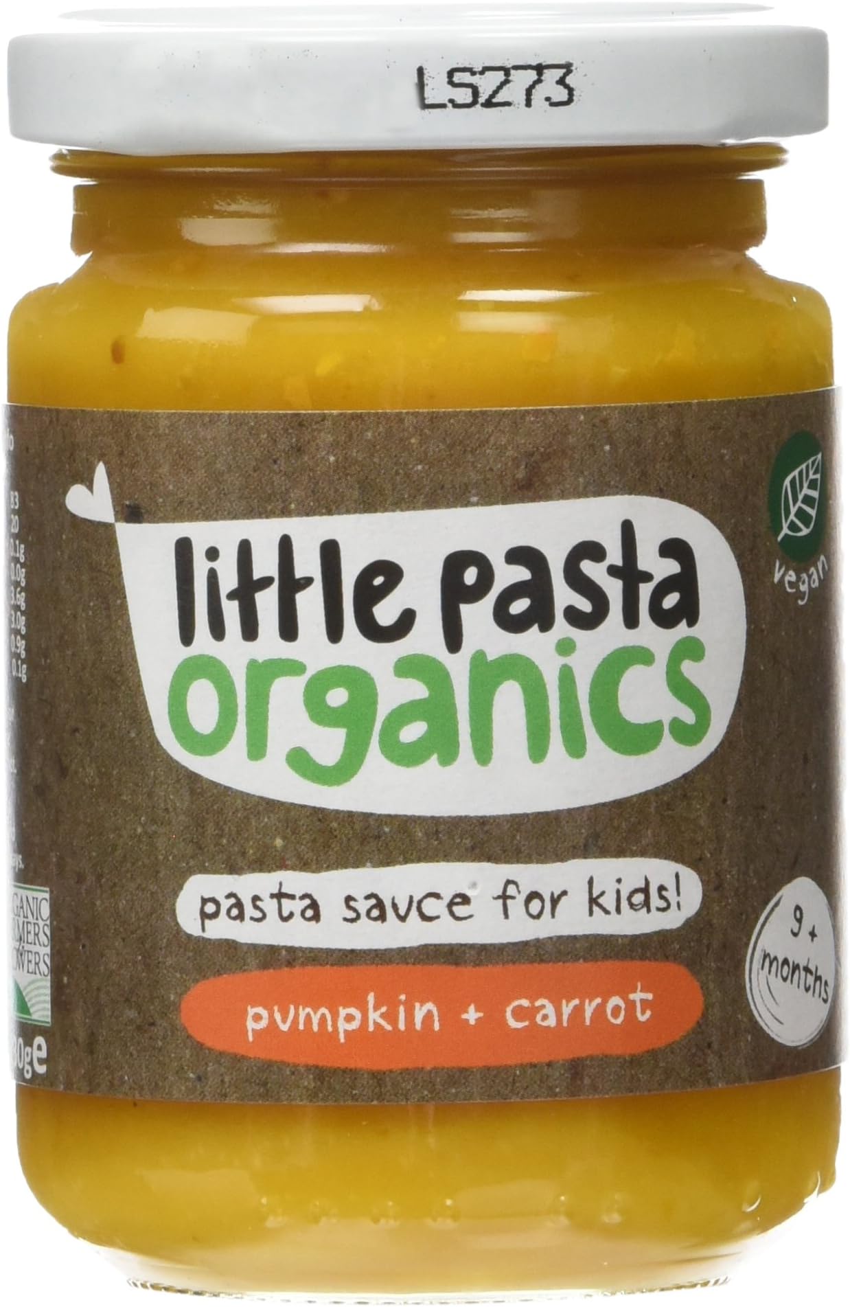 Little Pasta Organics Pumpkin and Carrot Sauce (Pack of 12), orange