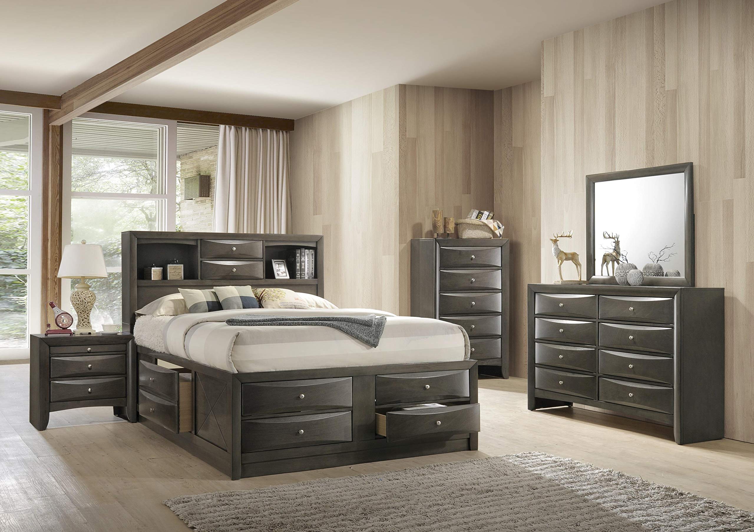 ACME Furniture 22700Q Ireland Storage Bed, Queen, Gray Oak. all boxes included