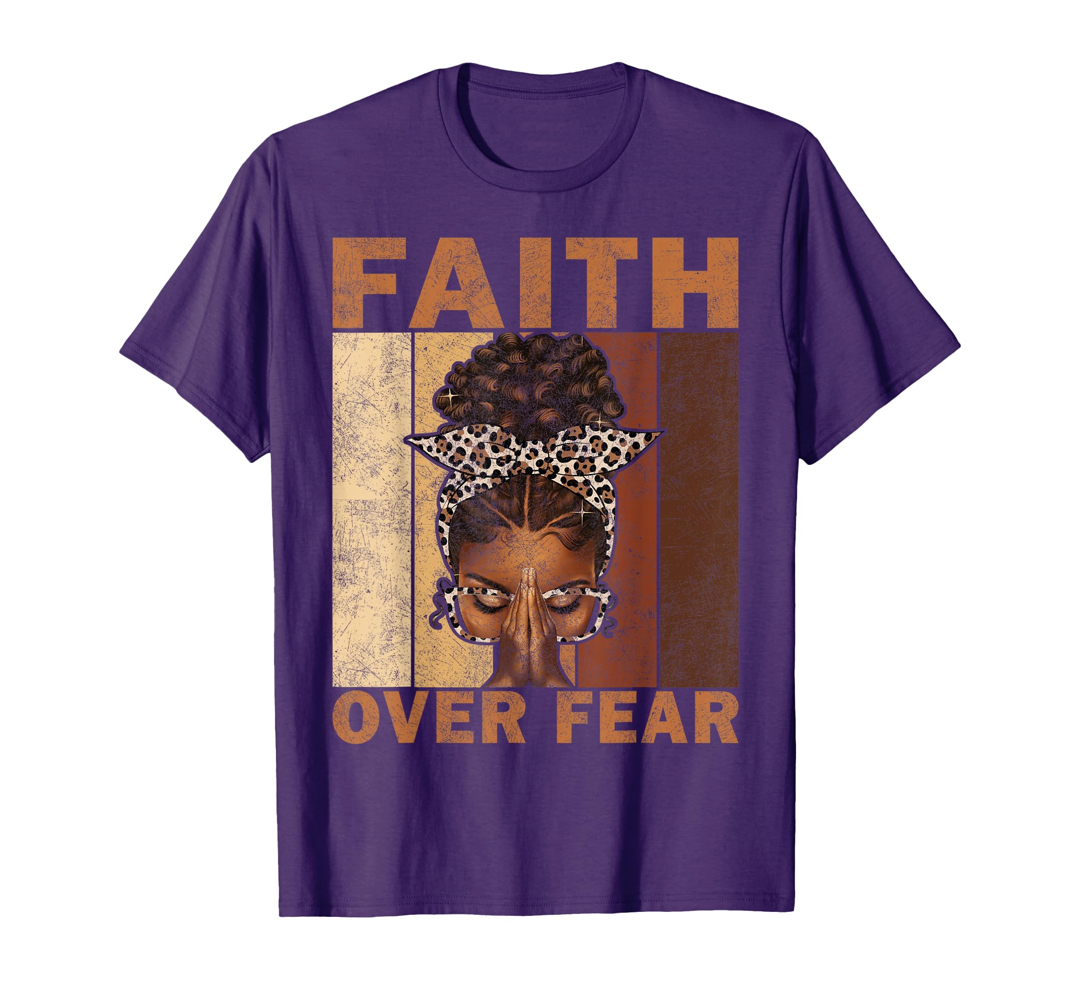 Photo 1 of ** BLACK XXL**
Black Woman Praying Afro African - Faith Over Fear Christian T-Shirt