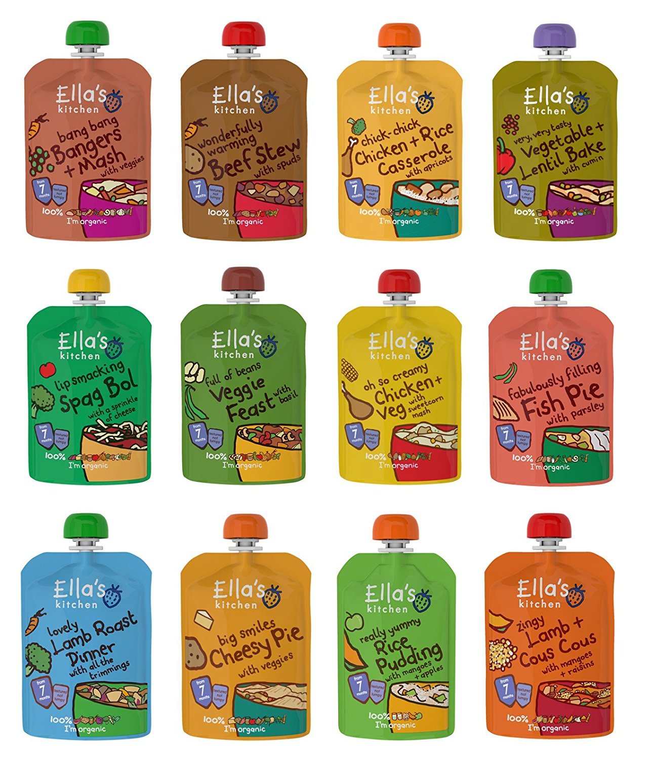 Ella's Kitchen Stage 2 Mixed Case Selection from 7 Month 11 x 130g + 1 x 80g