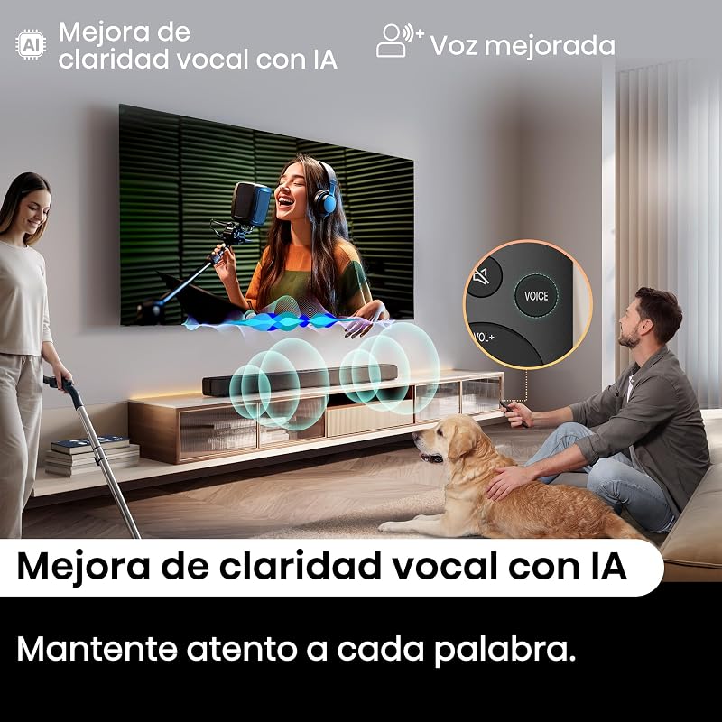HS1000 - Barra de som 2.0, 120W, Dolby Audio, DTS Virtual:X, Modo TV, EZPlay, Bluetooth 5.3, eARC