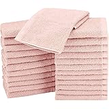 Amazon Basics Fast Drying, Extra Absorbent, Terry Cotton Washcloths, Petal Pink - Pack of 24