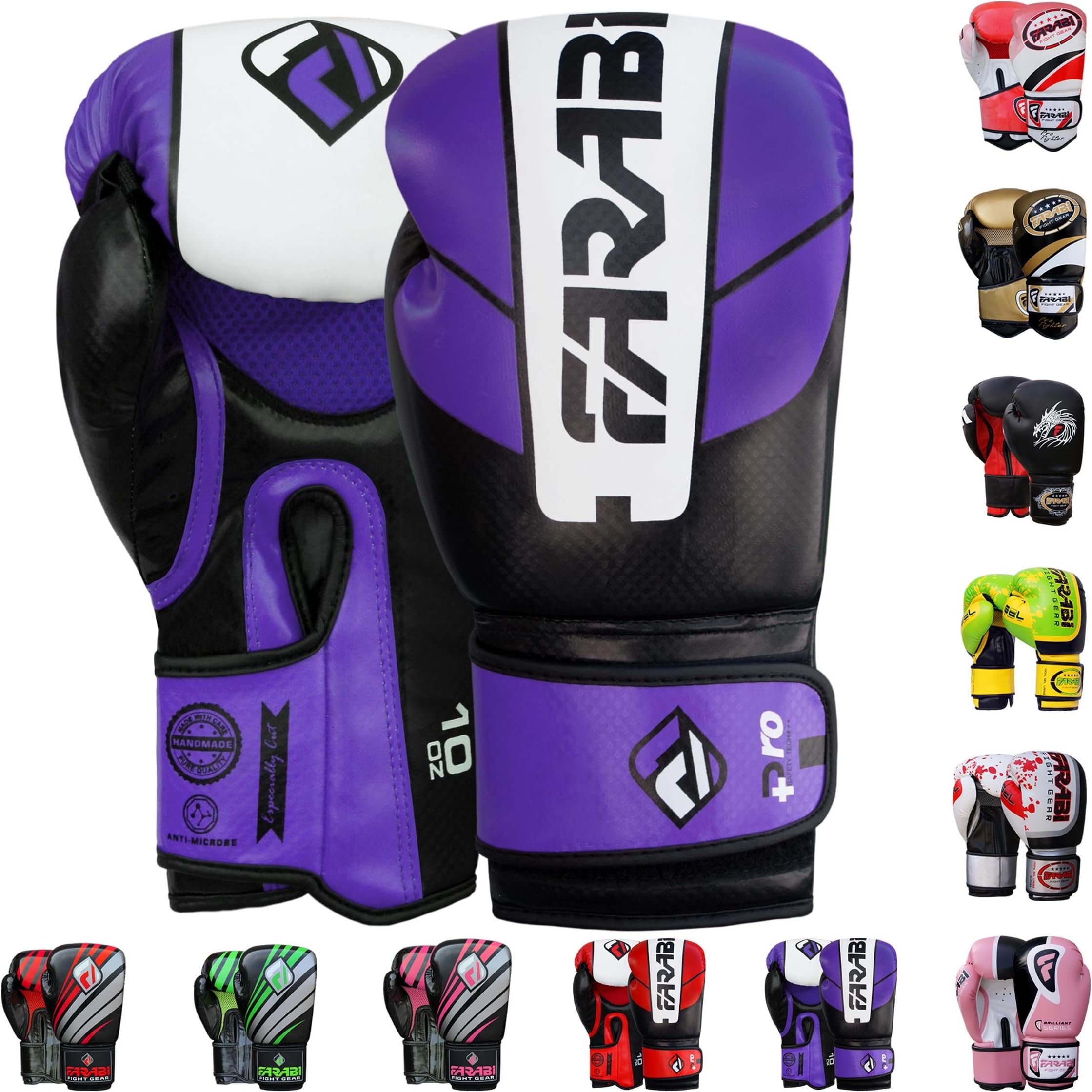 Farabi Sports Boxing Gloves Men and Women Kickboxing Gloves - Muay Thai Gloves 10-oz 12-oz 14-oz 16-oz Red & Purple Boxing Gloves for Punching Bag, MMA, Muay Thai and Training