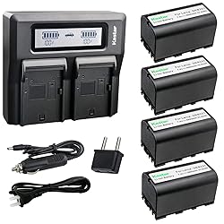 Kastar 4 Pack Battery and LCD Dual Fast Charger for