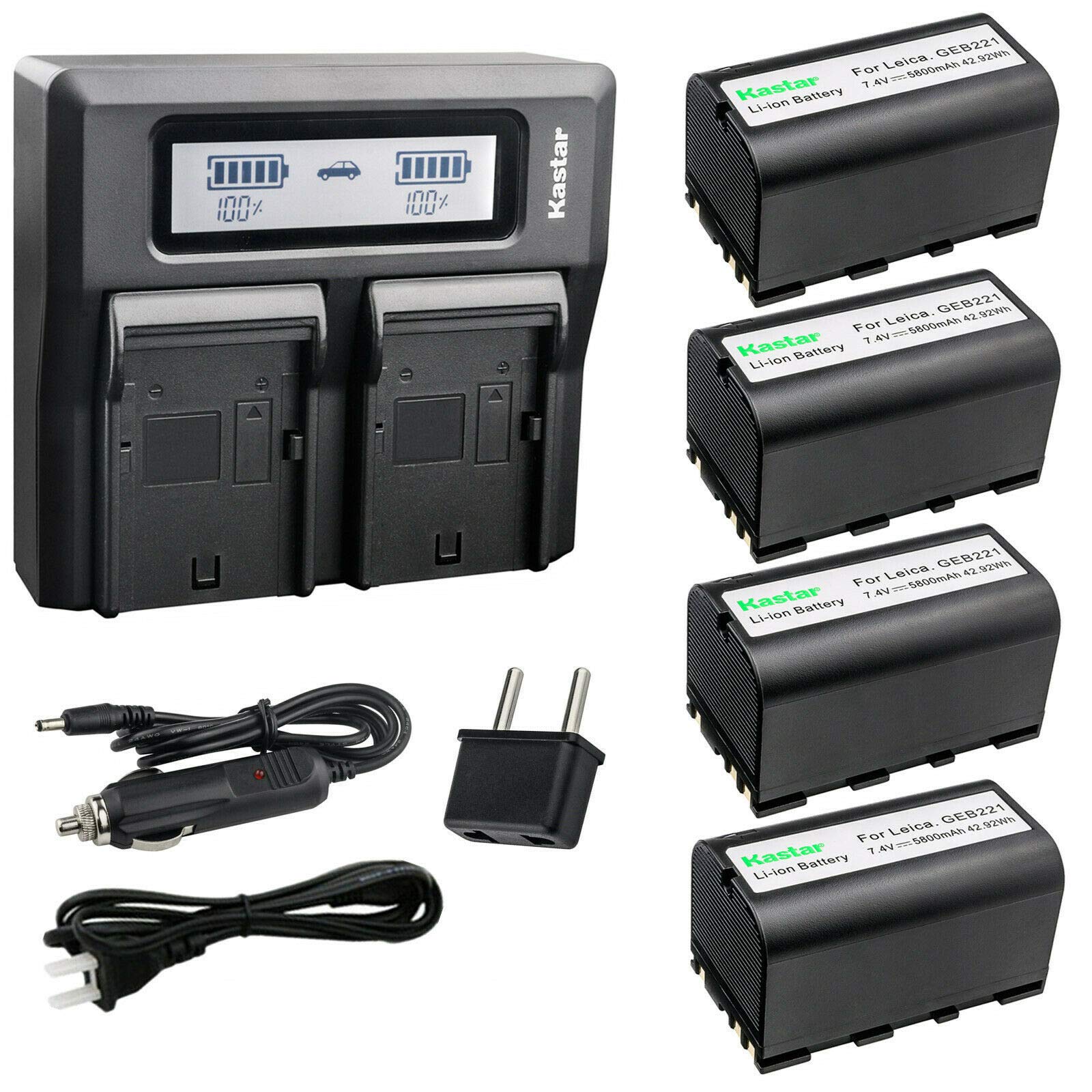 Kastar 4 Pack Battery and LCD Dual Fast Charger for