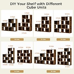 COMHOMA 4 Wood Cube Storage Organizer with Open