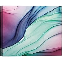 SIGNWIN Canvas Wall Art Orange, Red, Blue, Purple and Green Alcohol Ink Color Blocks Abstract Brushstroke Digital Art Expressionism Modern Colorful for Living Room, Bedroom, Office - 12x18 inches