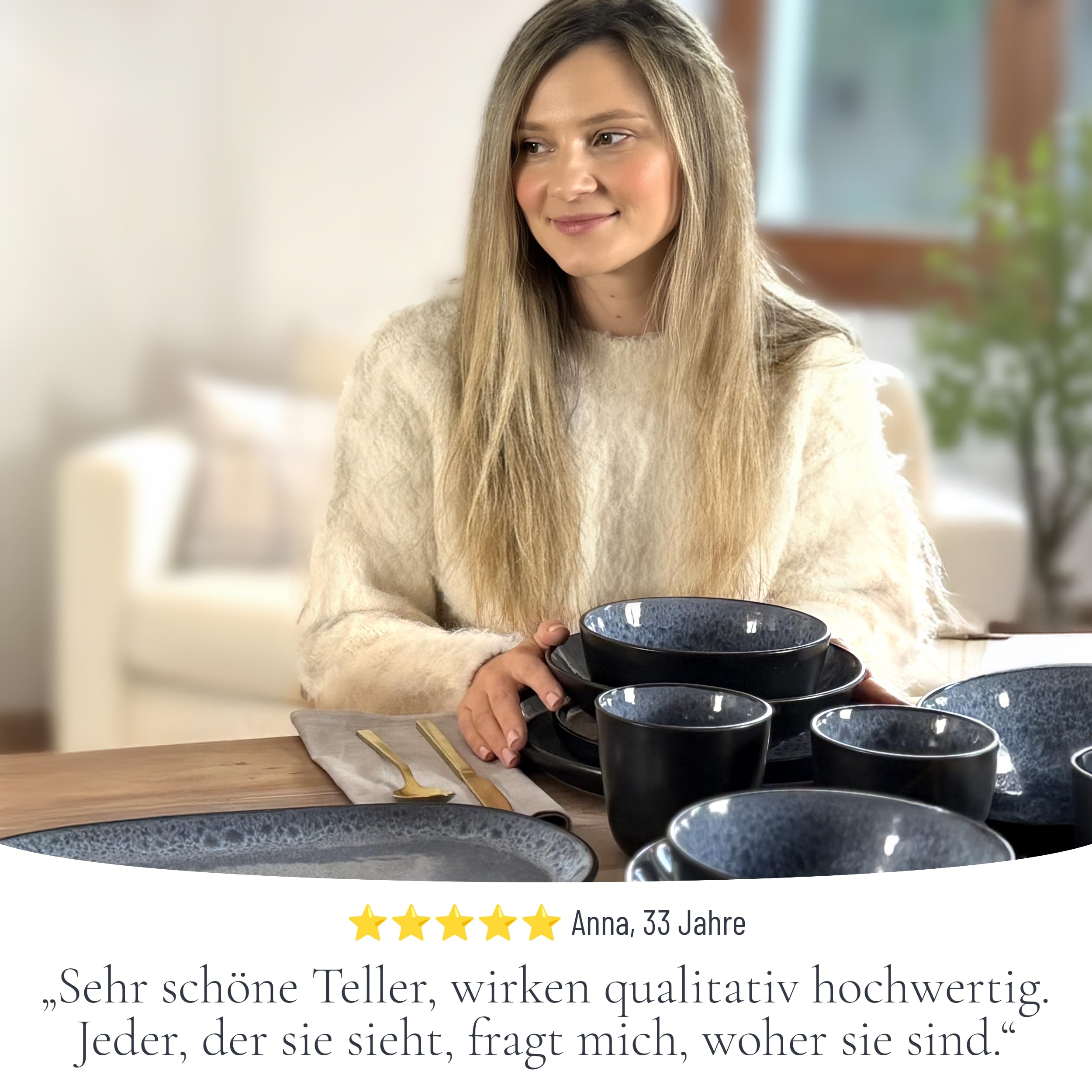 Steingut Geschirrset 6 Personen Ibiza 24 tlg. TESTSIEGER, Traumhaftes Mediterranes Steingut Geschirr Set, Schüssel- und Teller Set, Tafelservice 6 Personen, Geschirrsets Pure Living in Grau 4