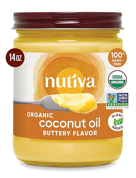 NUTIVA ORGANIC COCONUT OIL, BUTTERY FLAVOR, 14 OUNCE