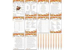 Ctosree Friendsgiving Game Cards 10 Games for 10 Guests Friendsgiving Dinner Activities Thanksgiving Party Ideas Fall Gifts for Friends Family Adults 50 Game Cards 10 Pencils