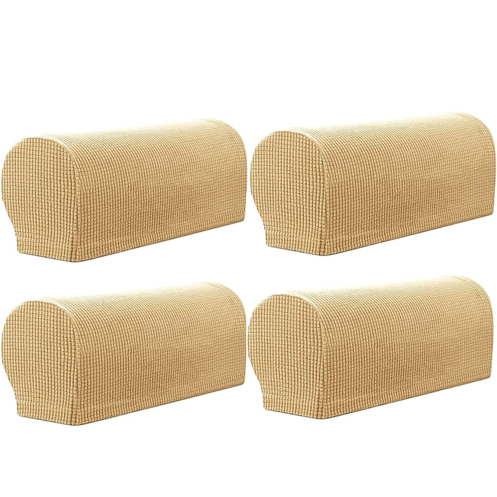 GEOCANG Armchair cover,Set of 4 non-slip armchair, sofa armrest protector, for furniture protector Set of 4(Khaki)