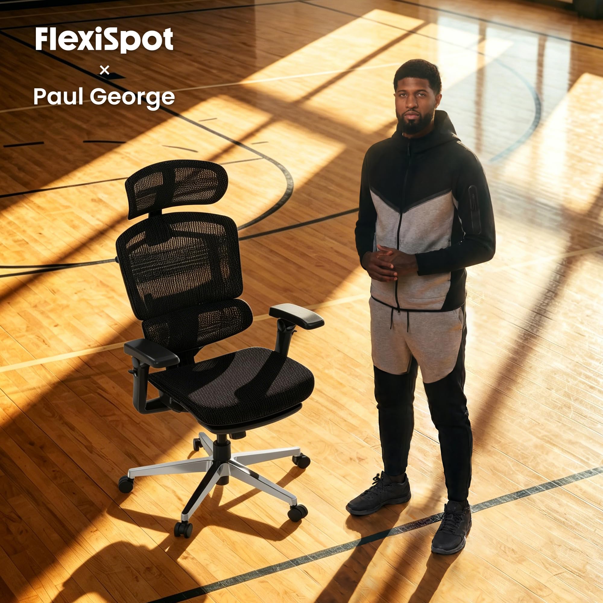 FLEXISPOT ErgoX Pro Ergonomischer Bürostuhl mit ausziehbarer Fußstütze, 12-stufiger Höhenverstellung, 7D-Armlehnen, 5D-Lendenstütze, 4D-Kopfstütze, 250 kg Belastbarkeit Netzsitz (Schwarz) 2