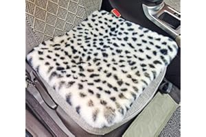 ACDIAC Winter Soft Warm Faux Rabbit Fur car seat Cushion,Universal fit Plush Front and Back Fuzzy car seat Pads Cushion Cover Protector - 1pcs (Front seat 1pcs, Leopard dots)