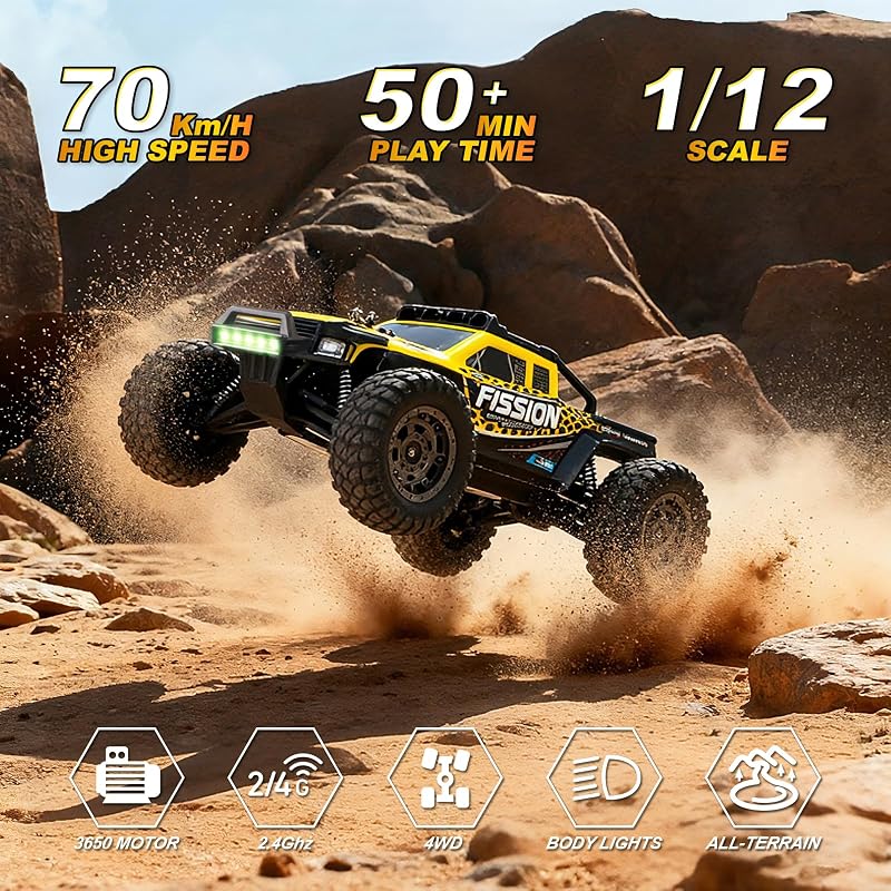 Bürstenloser 4WD High-Speed RC Truck mit Metall-Antrieb, Upgrade-freier 1:12 RC Truck für schnelles und aggressives Fahren