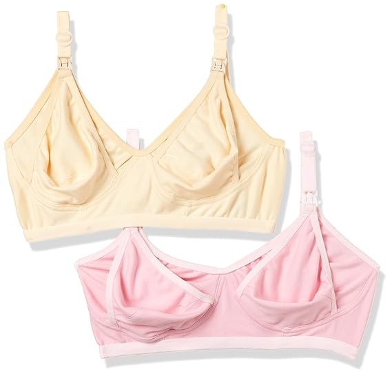 Non-Wired Nursing Bra (Pack of 2) (Po2-BR0014_Skin and Pink_32B)