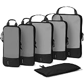 (Not Made In China) Compression Packing Cubes For Travel, Expandable Luggage Organizers for Suitcases and Carry On, Travel Organizer Bags, 6 Piece Set