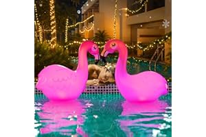 TIALLY Floating Pool Lights Solar Powered - Inflatable Solar Pool Lights, IP68 Waterproof Decor Float, Flamingo and Swans Decorations for Outdoor Use, for Women, Men, Adults