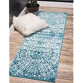 Unique Loom Sofia Collection Area Rug - Grace (2' x 9' 10" Runner, Turquoise/ Ivory)