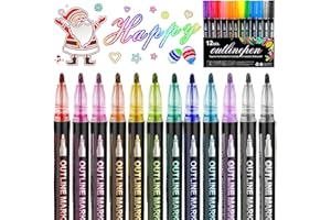 Dreamy Sparkle Dual-Line Contour Pen, Outline Pens Metallic, Dreamy Sparkle Dual Pen, Quick-Dry Ink for Drawing, Coloring & D