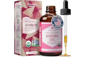 Leven Rose Jojoba Oil Organic, Pure Cold Pressed Natural Unrefined Moisturizer for Skin Hair and Nails 4 oz