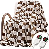 Homemate Electric Blanket Heated King Size - 100“x90“ Ultra Soft Cozy Flannel Heating Blanket with 10 Fast Heat Levels 8 Hours Auto Off Over-Heated Protection ETL Certification Keep Warm in Home