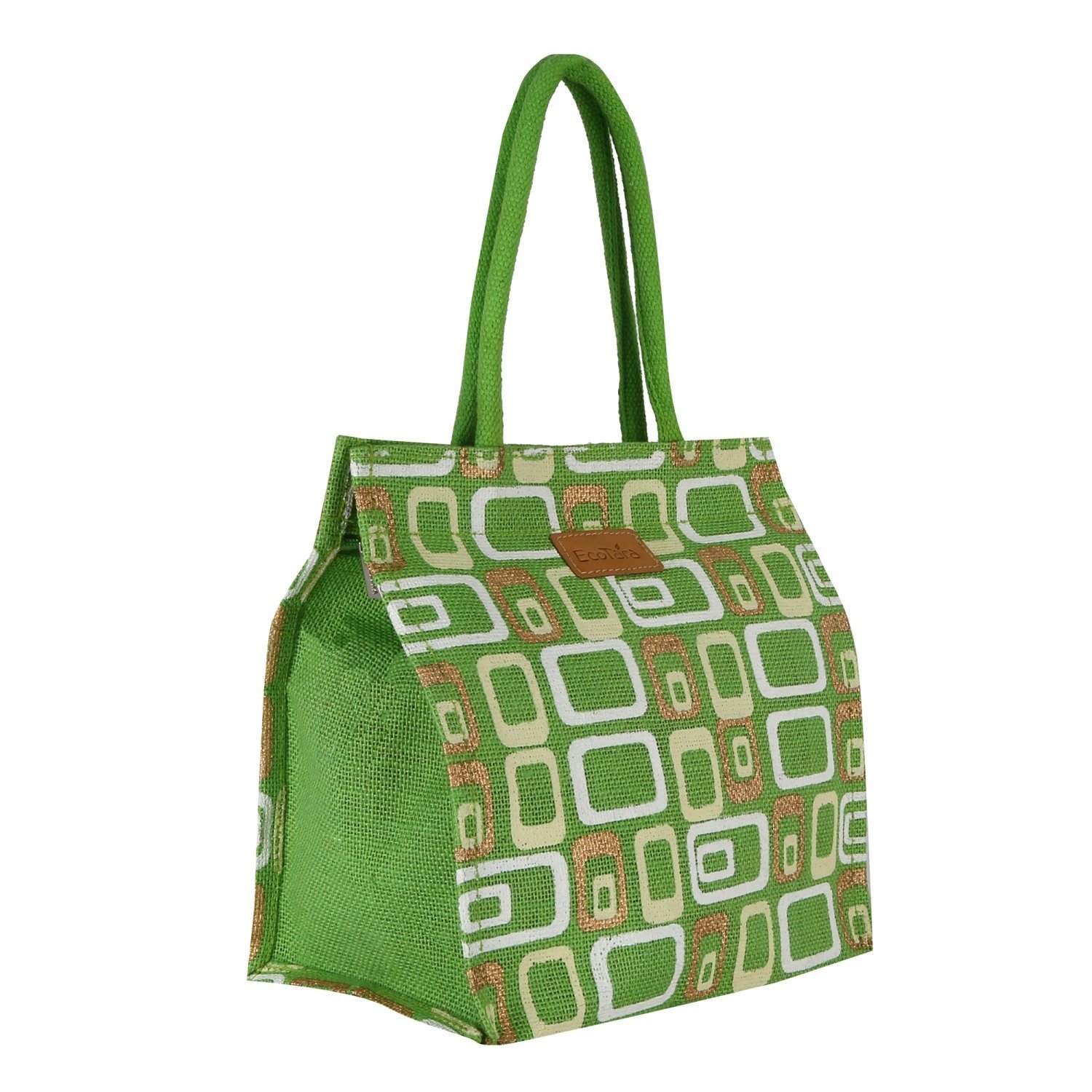 ecotara glaze jute lime green lunch bag