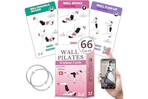 Wall Pilates Workouts for Women – 66 Exercise Cards with Videos & Workout Plan – Includes 5-Week Challenge, E-book, Chart & 2