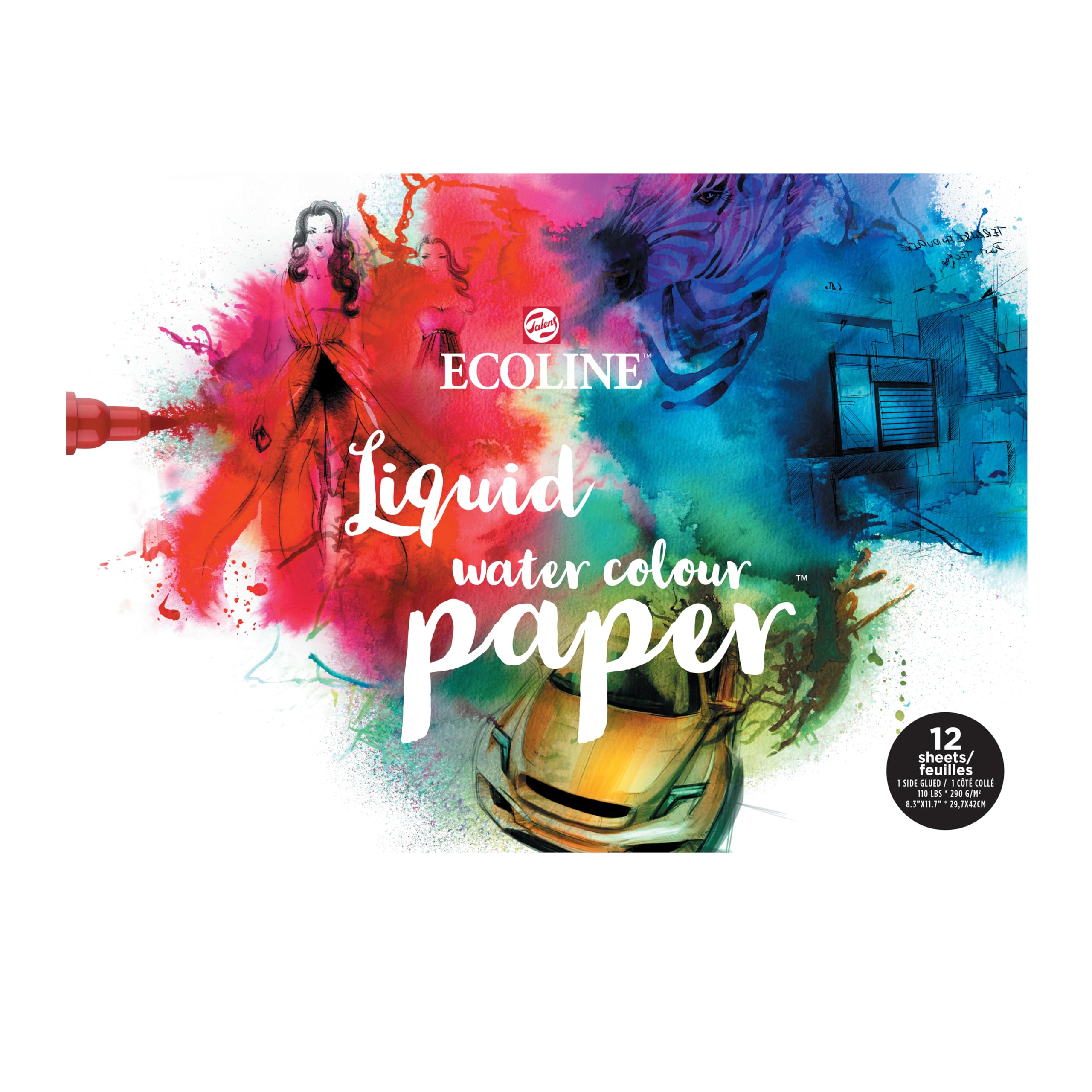 Ecoline Watercolour Paper pad | 29.7 x 42 cm (A3), 290 g/m², 12 Sheets (91580011)
