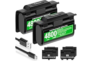 DINOSTRIKE Rechargeable Xbox Controller Battery Pack with 4 Back Covers and a USB C Charging Cable, 2x4800mWh Xbox One Controller Battery Play and Charger kit for Xbox Series X Cases