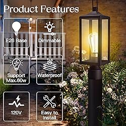 Outdoor Lamp Post Light Fixture, 17 Inch Post