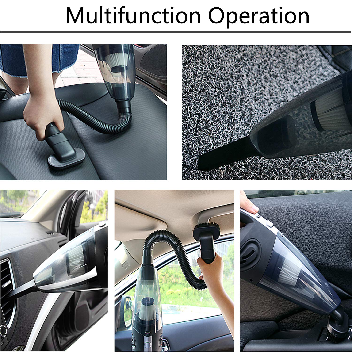 LICORNE Car Vaccum cleaner, Handheld Cordless Cleaner Rechargeable Wet Dry Vaccum with 120W 3.2K Pa Strong Cyclonic Suction 2200Mah Battery for Pet Car Home Office