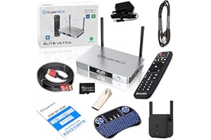 GENERIC Latest 2024 Elite-Ultra Bundle 6K TV Box with 8K HDMI Cable, 64GB TF Card, 64GB USB Drive, 300Mbps WiFi Extender, Backlit Keyboard, Voice Remote, Easy Setup Guide - Android 12, 4GB RAM, 128GB Storage