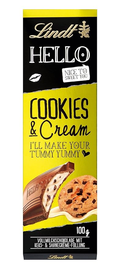 Amazon Com Lindt Hello Cookies And Cream Bar 100 G Pack Of 4 Grocery Gourmet Food